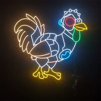 Enseigne au néon LED imperméable, enseigne de poulet pour affichage publicitaire, provenant d'une usine chinoise