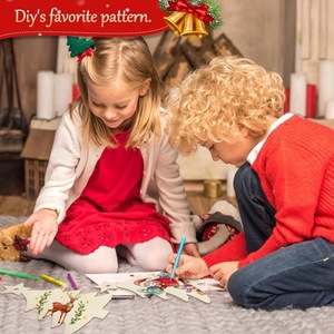 Ornements de Noël en bois vierges à suspendre, décorations DIY avec base en corde, artisanat en bois non fini pleine couleur pour les fêtes - Product Image 3