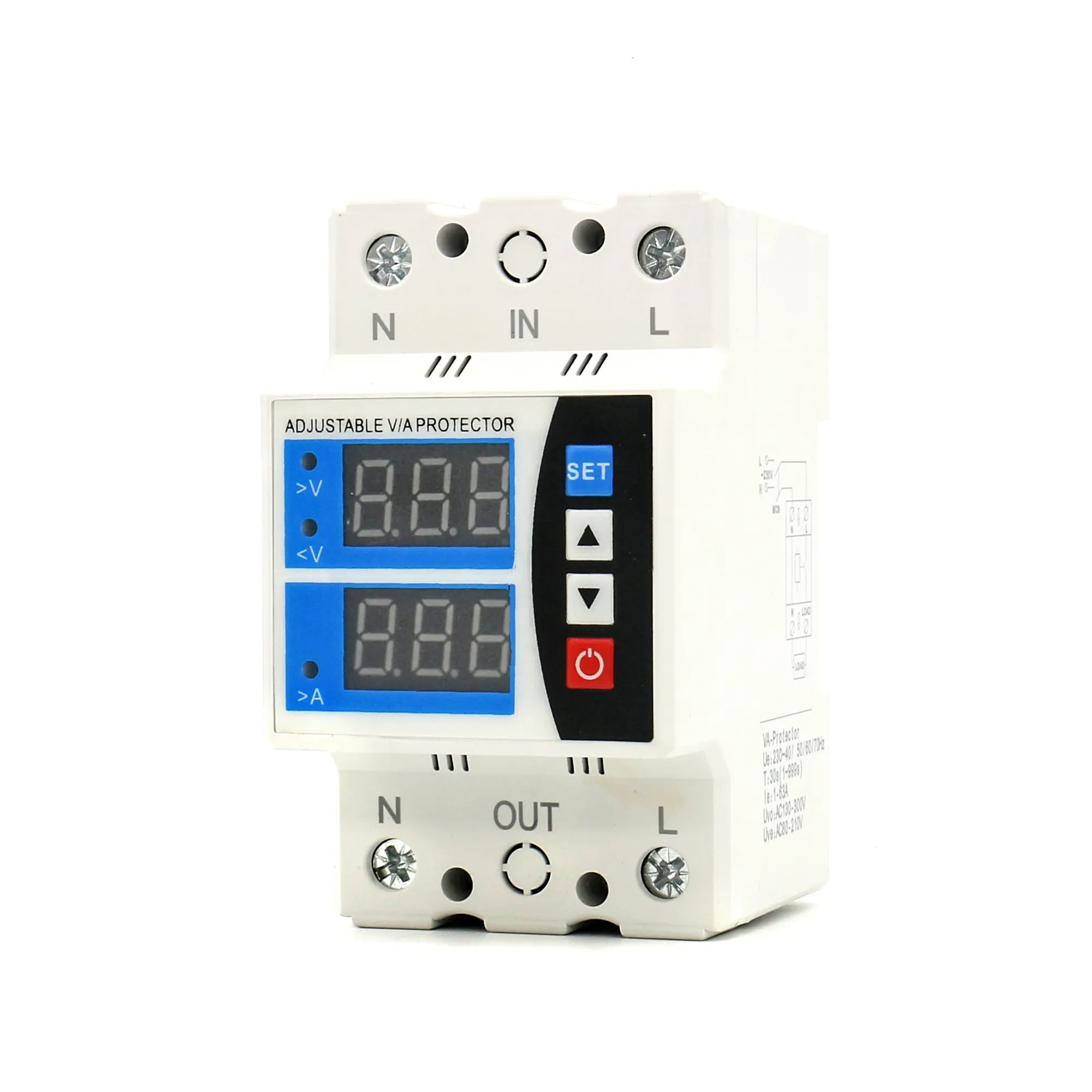 80A single phase adjustable over and under voltage protector 0.1-10S setting