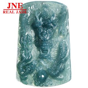 Pendentif en pierre de jade glacée de type A naturel, bleu eau, marque Dragon Chenglong, motif Dragon du zodiaque, atmosphérique, pour hommes et femmes - Product Image 5