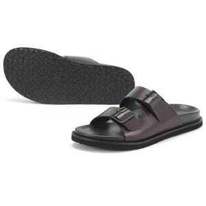 <span class=keywords><strong>Sandales</strong></span> à enfiler pour hommes en <span class=keywords><strong>cuir</strong></span> véritable respirant, doublées de peau de mouton, semelle EVA antidérapante pour la plage, les activités de plein air et l'été - Product Image 4