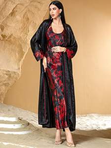 Emirat <span class=keywords><strong>Arabe</strong></span> Moyen-Orient Classique 2 Pièces Ensemble Robe Maxi Diamants Faits à la Main - Product Image 4