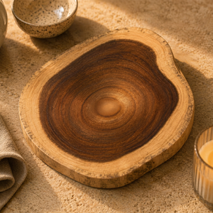 Planche à découper ronde en bois écologique avec poignée de couteau, épaisseur 1,5 cm, compatible lave-vaisselle, accessoire de cuisine - Product Image 1