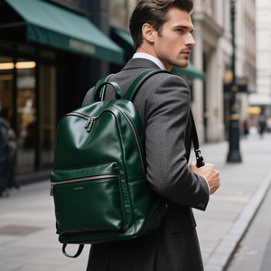 Thiết Kế Mới Màu Xanh Lá Cây Người Đàn Ông Của Da Ba Lô Chất Lượng Cao Da Ba Lô Nhà Sản Xuất Tùy Chỉnh Kinh Doanh Máy Tính Xách Tay Ba Lô Cho Nam Giới - Product Image 3