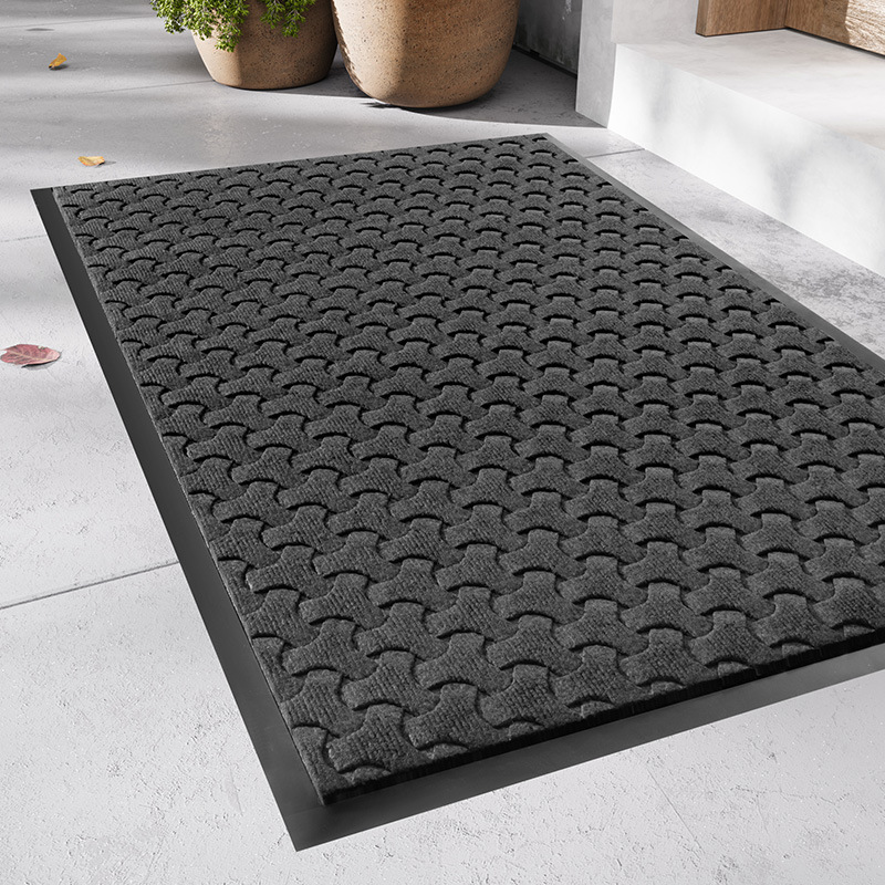 Polyester entrance mat - triangle blue