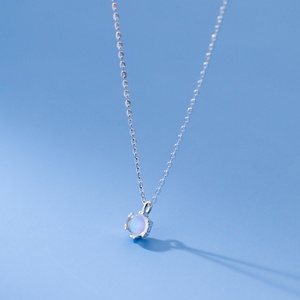 Temperament <b>Sterling</b> <b>Silver</b> <b>Necklace</b> 925 Female Fair Maiden Synthesis Coloured Glaze Pendant <b>Necklace</b> - Product Image 4