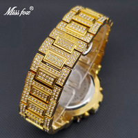 Montre Homme MISSFOX Digitale en Alliage Style Européen Entièrement Sertie de Diamants, Chronographe Électronique de Luxe Tendance avec Alarme