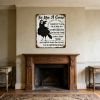 Décoration murale rustique en fer forgé avec corbeau, pour salle de classe et bureau, cadeau motivant, cadeau d'anniversaire, cadeau de mariage, panneau amusant avec corbeau, pour les amateurs de corbeaux