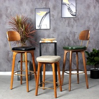 Chaise de bar en bois massif, style luxe léger, moderne et minimaliste, avec dossier, tabouret haut pour comptoir de caisse, usage domestique et magasins de téléphonie mobile