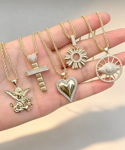 Collier pendentif cœur croix œil tendance pour femme, chaîne à maillons, accessoires de mode - Product Image 5