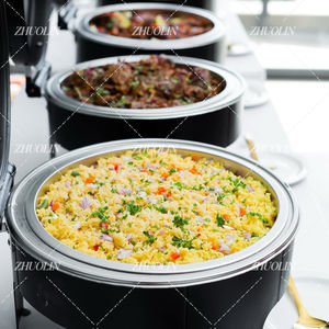 Herramientas para Catering, Recipientes para Calentar Alimentos Tipo Buffet, Redondos y Cuadrados, Hidráulicos, de Vidrio, de Lujo, en Color Blanco Mate - Product Image 6