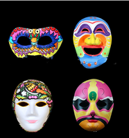 Masque en papier blanc non peint pour fête costumée, masque d'embryon demi-visage, vente en gros, pas cher, amusant, MJC160