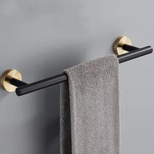 Black And Gold Bathroom Accessories 5pc Towel Rack Set Stainless Steel Wall Mounted Toilet Bathroom Towel Holder Rack Set