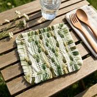 Sous-verre en jacquard bohème tissé, en polyester et coton absorbant, pour tasses à café, protection de table, motif et couleur personnalisables, vente en gros
