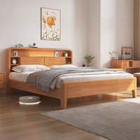 Modernes Vintage Einfaches Schlafzimmer Multifunktionales Massivholz Queen-Size-Bett mit Stauraum und Vintage-Design