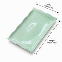 Plateau en céramique de style nordique à bords ondulés, 30,5 cm, plat de service rectangulaire, plat à macarons en porcelaine verte, plat à collations pour les fêtes et la maison