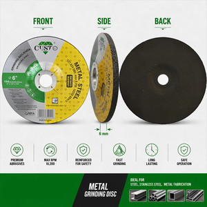 Disque <span class=keywords><strong>de</strong></span> meulage à <span class=keywords><strong>centre</strong></span> déprimé T27 150x6mm en alumine calcinée pour fonte, débavurage professionnel, OEM - Product Image 3