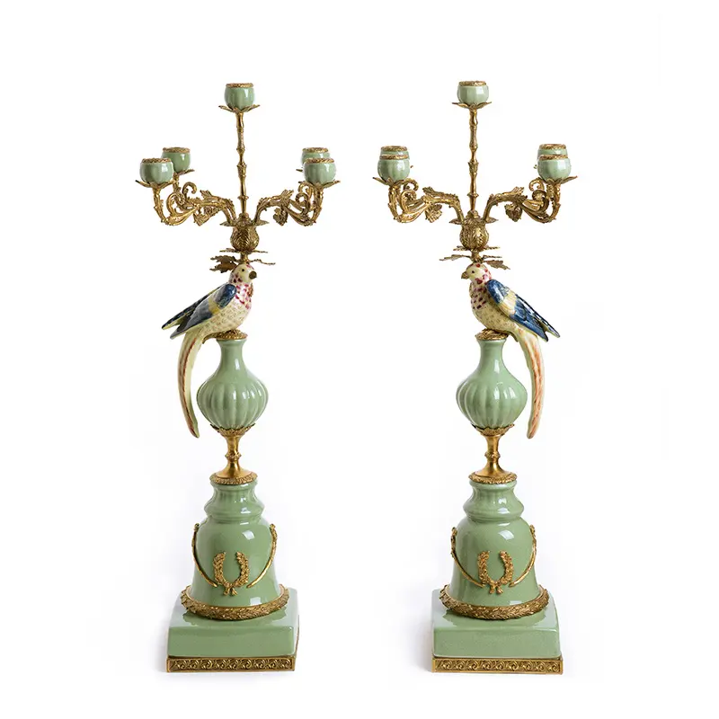 Chandelier en laiton multi-tête en forme d'oiseau en céramique de style européen pour la décoration de la maison et du mariage