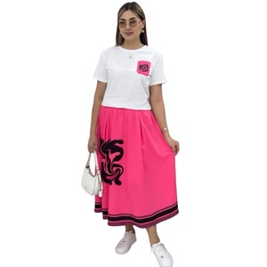 Nuevo Vestido de Verano 2025, Estilo Europeo Americano, Fresco, Simple, Casual, de Manga Corta, con Falda y Tejido de Punto hasta la Rodilla - Product Image 3