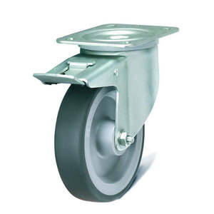 Ruota girevole senza marcatura serie ATHENA con freno in acciaio solido libero piatto Ø 125 mm - Product Image 1