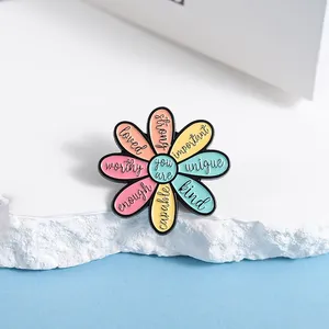 Broches de esmalte con citas motivacionales creativas y flores, con la frase 'Eres lo suficientemente amado, digno y fuerte', insignia para la solapa de la ropa, regalo para amigos - Product Image 5