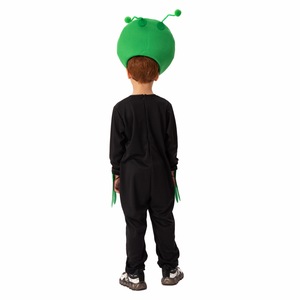Costume d'alien en deux pièces pour enfants, costumes de spectacle de carnaval d'Halloween avec antenne, couleur verte - Product Image 4