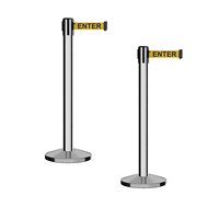 Ceinture de contrôle de foule de sécurité, support de queue de poste, barrière de contrôle de ligne, argent brossé