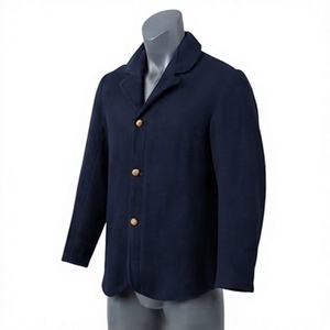 Factory Manufacturing <b>Woolen</b> Fabric Dark Blue High Quality Handmade Embroidery Sack Coats for Men's - Product Image 2