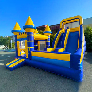 Lâu Đài Bouncy Ngoài Trời Vàng Màu Xanh Lớn Nhà Bị Trả Lại Bouncing <span class=keywords><strong>Inflatable</strong></span> Bouncer <span class=keywords><strong>Combo</strong></span> Với Nhảy Trampoline Cho Trẻ Em Người Lớn - Product Image 2