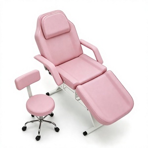 Fauteuil <span class=keywords><strong>de</strong></span> beauté facial inclinable rose en PVC, <span class=keywords><strong>table</strong></span> <span class=keywords><strong>de</strong></span> massage hydraulique, <span class=keywords><strong>lit</strong></span> <span class=keywords><strong>de</strong></span> spa à hauteur réglable, avec roulettes pour technicien, idéal pour les traitements - Product Image 2
