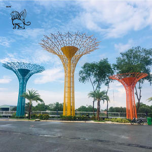 BLVE Grande Sculpture d'Arbre Abstraite en Acier Inoxydable pour Projet Urbain, Décoration Métallique de Rue Centrale - Product Image 1