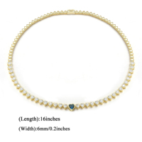 Collier tennis plaqué or avec zircon en forme de cœur, chaîne perlée, bijoux pour femme, cadeau de fête, vente chaude