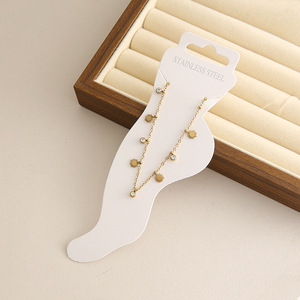<span class=keywords><strong>Tobillera</strong></span> de Acero Inoxidable con Baño de Oro y Circonitas, Estilo Estrella de la Moda, con Huellas, Personalizada y Moderna para Mujer - Product Image 4