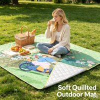 Tapis de pique-nique portable en film d'aluminium EVA, imperméable, anti-humidité, épaissi, antidérapant, avec poignée, style Instagram, pour camping et parc