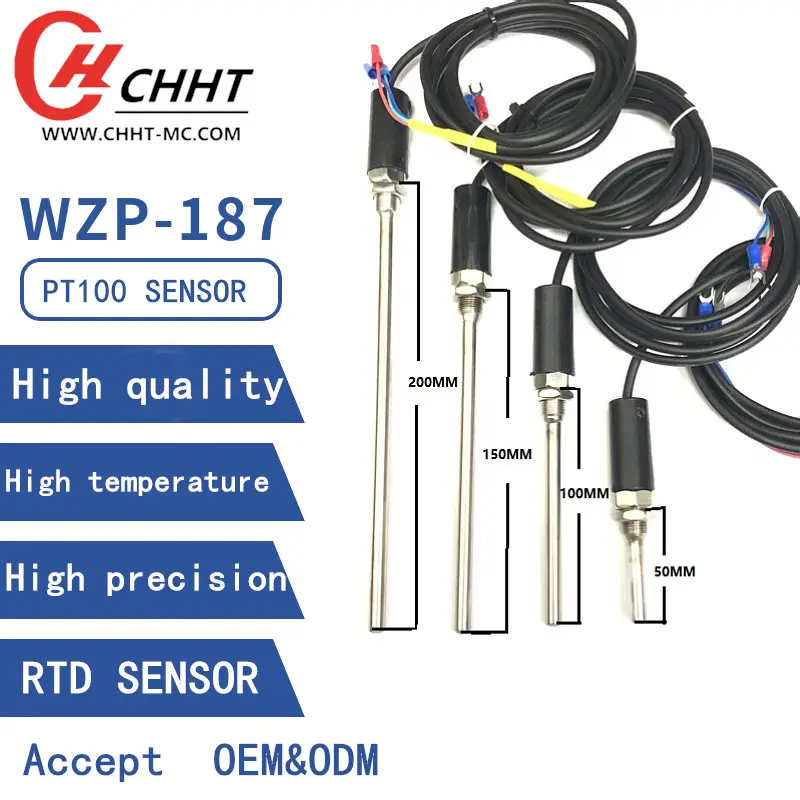 PT100 Temperature Sensor 1-20m Silicone Cable Probe Resistance Thermometer RTD