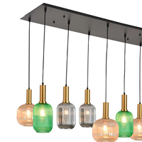Plafonnier Shelby à Installation Facile, 8 Lumières LED Tulipe Combinées, Ambiance Chaleureuse, Maison et Bureau, Base en Acier et Verre, Montage en Surface