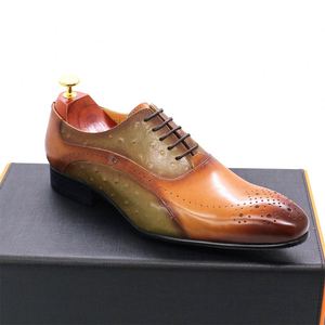 Chaussures en cuir pour hommes de haute qualité, style New England Bullock, à bout pointu, sculptées, formelles, pour le bureau - Product Image 6