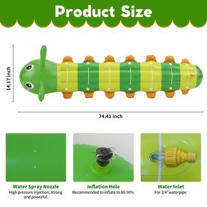 Aspersor de Jardín Inflable de PVC Duradero, Conectable a Mangueras, con Diseño de Gusano, para Enfriamiento de Patios Traseros - Product Image 3