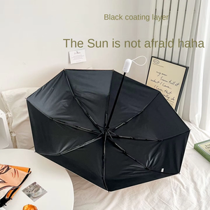 Parapluie portable double usage pour femme Sunday, petit format, en pongé, avec revêtement en caoutchouc noir, protection UV, <span class=keywords><strong>ouverture</strong></span> moderne à cinq plis pour le soleil - Product Image 5