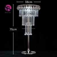 Décoration de table en or et argent, support à fleurs en cristal, lampes de table sans fil, rechargeables par batterie, centres de table de mariage, support lumineux