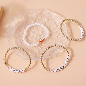 Juego de 4 Pulseras Personalizadas con Cuentas de Manzana para el Regreso a Clases, Regalo para el Día del Maestro - Product Image 3