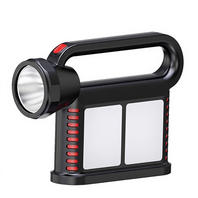 Emergency Warning Night Fishing ABS LED Portable Flashlight Patrol Camping Outdoor Remote Rechargeable Solar Work Light
