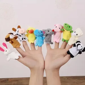 Parmak kuklaları bebek Mini hayvanlar el karikatür hayvan peluş bebek parmak kuklaları sineması peluş eğitici oyuncaklar