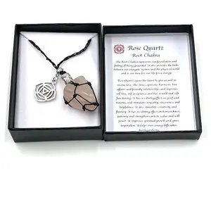 Hand-Woven Yoga Meditation Jewelry Multicolor Natural Stone Necklace With Black Gift Box