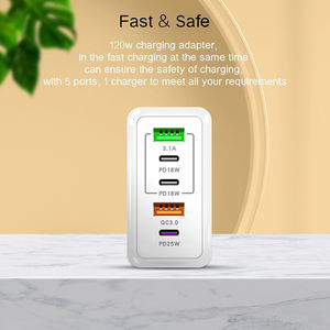 <span class=keywords><strong>5</strong></span> पोर्ट दीवार चार्जर पीडी 120w फास्ट चार्जिंग मल्टी पोर्ट ट्रैवल पावर एडाप्टर - Product Image 4