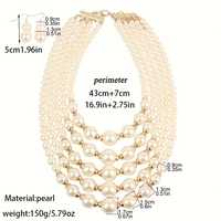 Ensemble de bijoux tendance bohème : collier ras-du-cou multi-rangs de perles et boucles d'oreilles assorties
