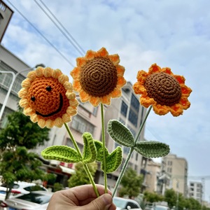 Handmade Knitted Artificial <strong>Crochet</strong> Sunflower <strong>Crochet</strong> <strong>Flowers</strong> for Women's Christmas New Year for Wedding Bouquet DIY Mother's - Product Image 3