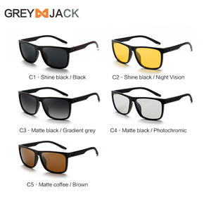 Lunettes de soleil pour homme Grey Jack, monture carrée, verres polarisés PC UV400, pour sports de plein air, branches Slingshot, noires - Product Image 4