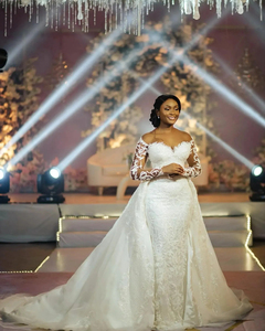 Vestido de Novia Mumuleo Design con Cuentas Brillantes y Apliques Árabes Aso Ebi para Novia 2024, Vestidos de Novia de Manga Larga con Falda Extraíble - Product Image 2