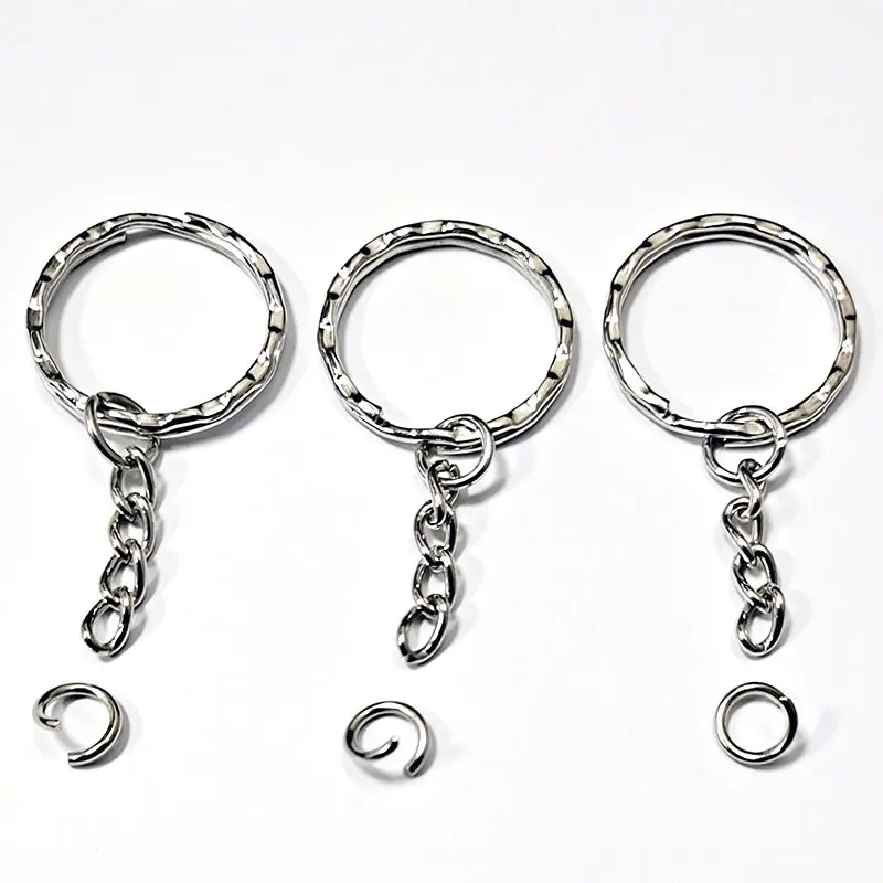 25mm Key Ring Toy Gift Hardware Key Ring Accessories Metal 4 Section Chain Nickel Color Key Ring